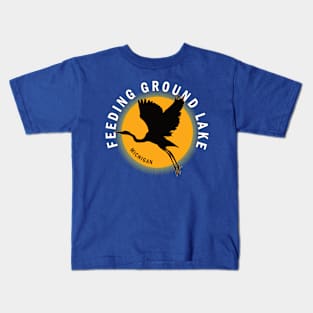 Feeding Ground Lake in Michigan Heron Sunrise Kids T-Shirt